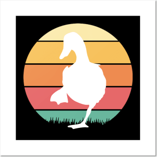 Retro Vintage Sunset Duck Posters and Art